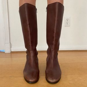 J. Crew leather knee riding boots 9 brown Pre-Owned